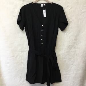 GAP Factory Black Easy Button-Front Romper
